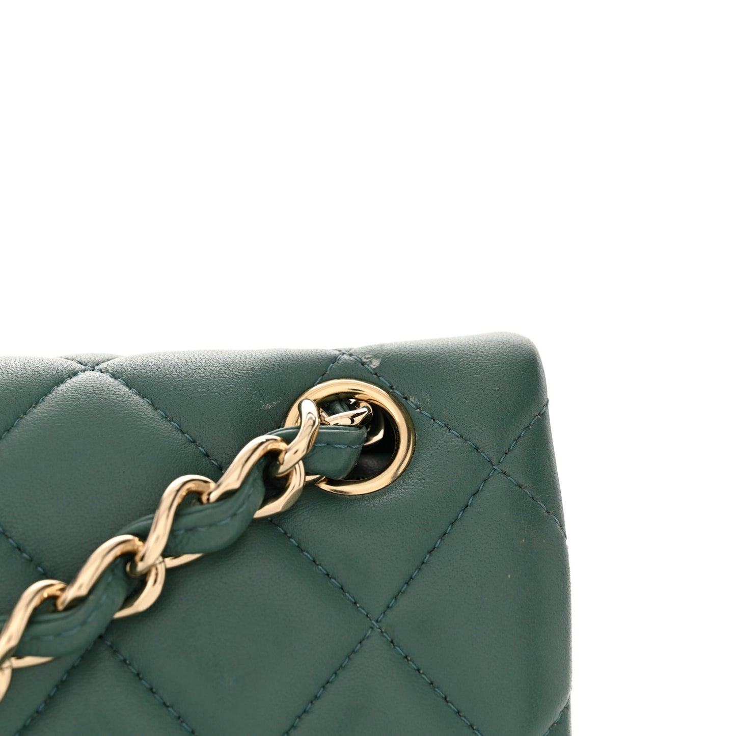 Lambskin Quilted Jumbo Double Flap Green