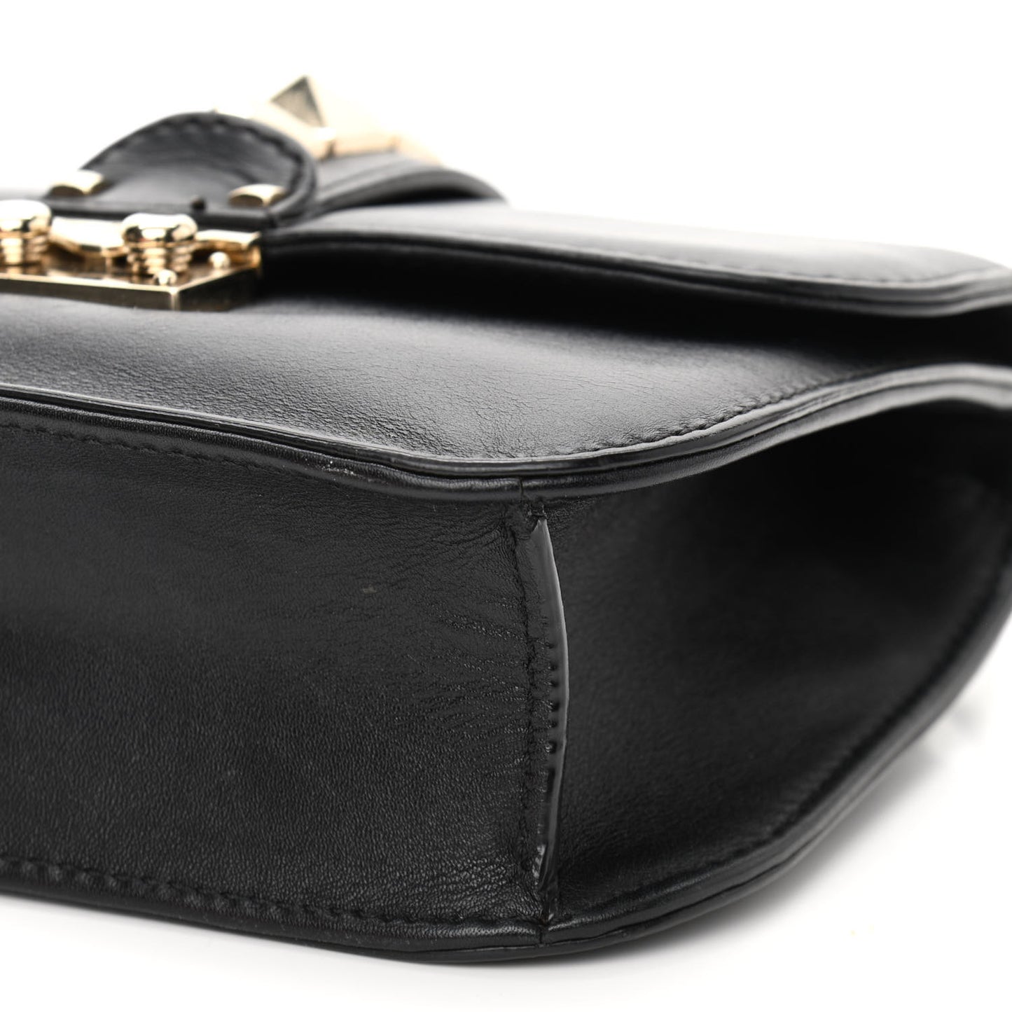 Vitello Small Glam Lock Rockstud Flap Black