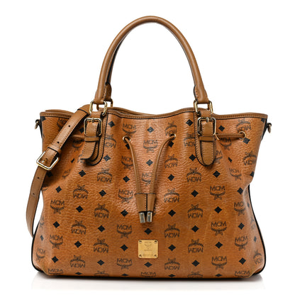 MCM Visetos Medium Drawstring Shopper Cognac 1 of 12