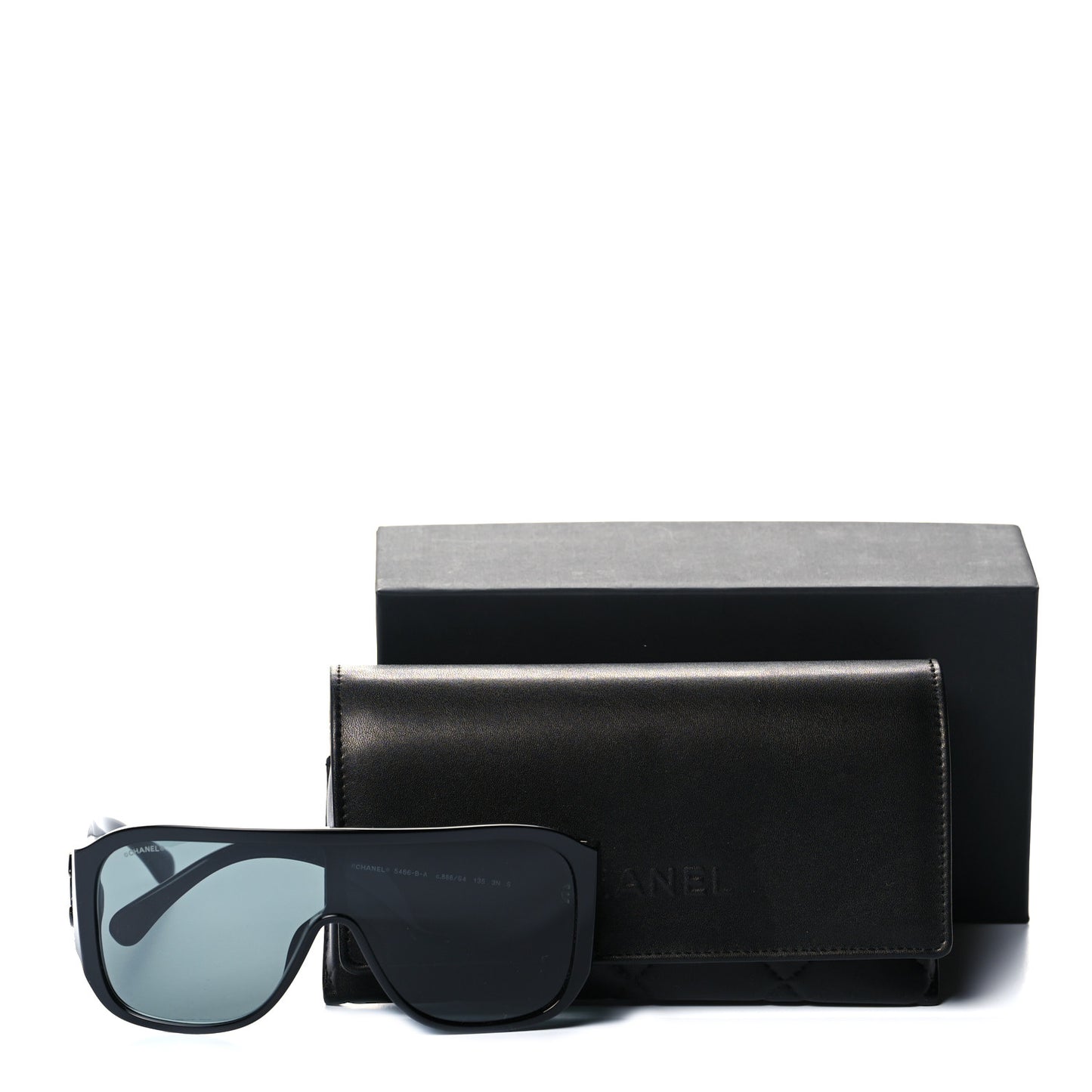 Acetate Crystal CC Shield Sunglasses 5466-B-A Black
