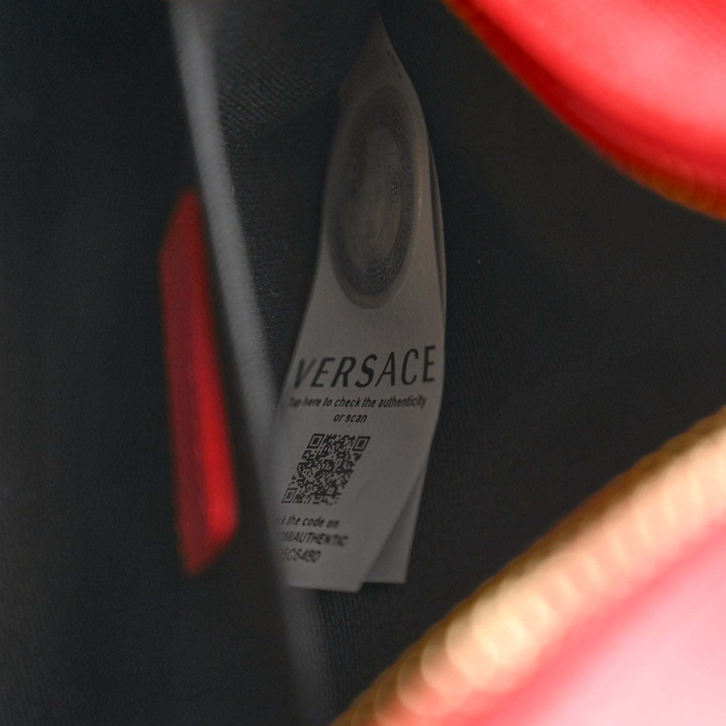 Grained Calfskin Medusa Camera Bag Red