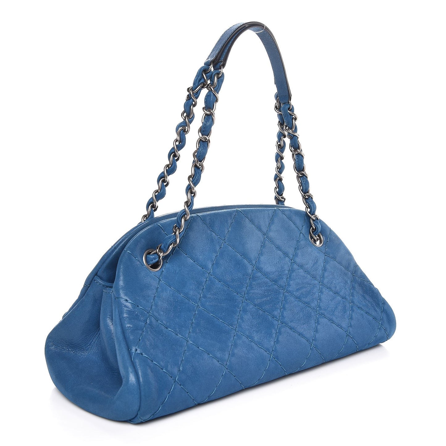 Iridescent Calfskin Medium Just Mademoiselle Bowler Blue