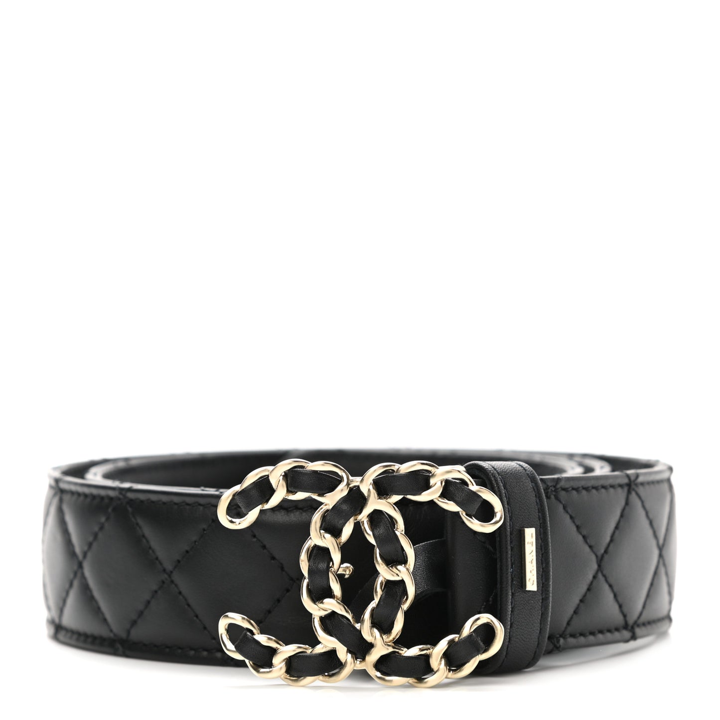 Lambskin Quilted CC Chain Belt 80 32 Black