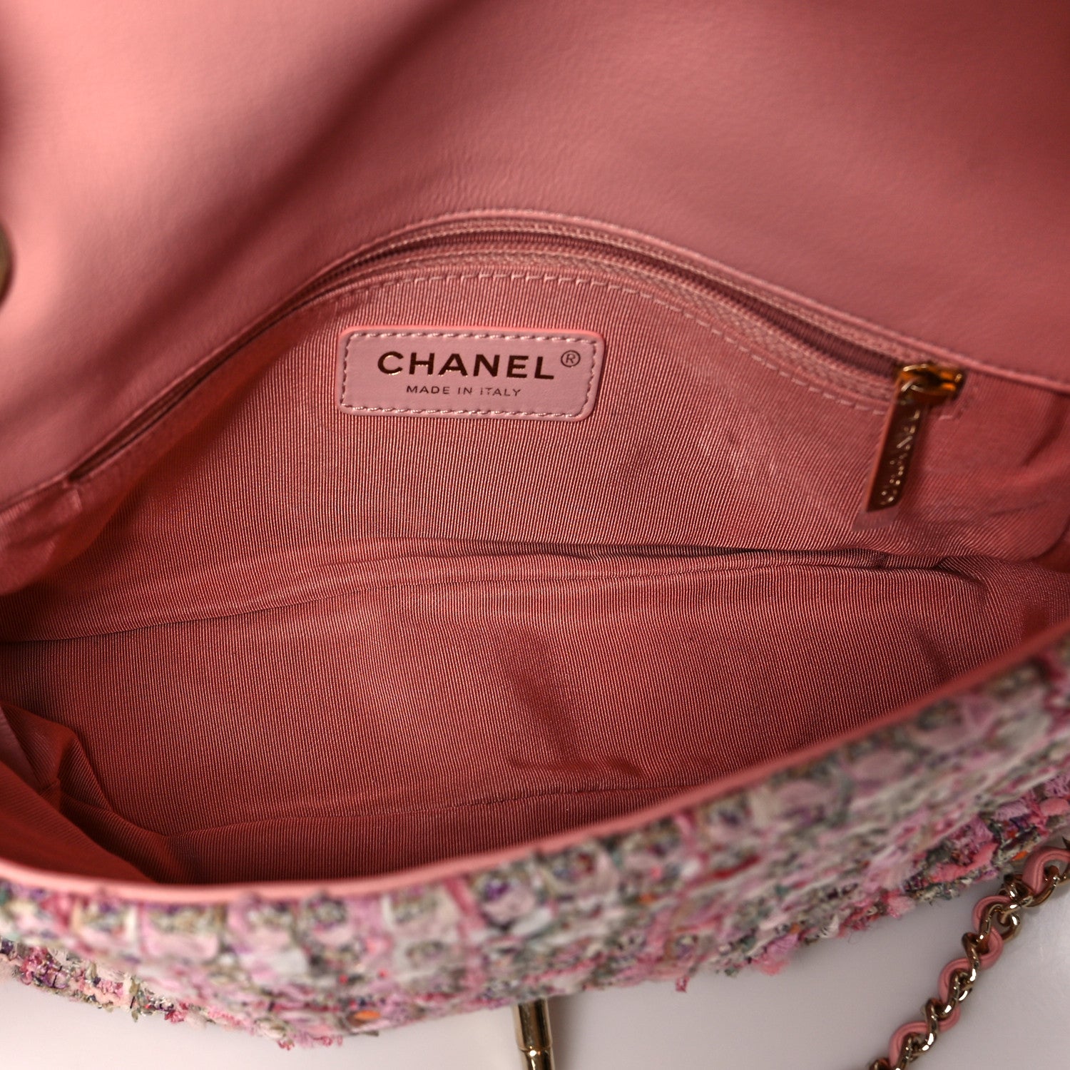 Chanel Tweed Medium Pearl Handle Flap Pink Beige Orange Ecru 5 of 10