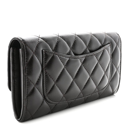 Chanel Lambskin Quilted Large Gusset Flap Wallet Dark Brown 3 of 9
