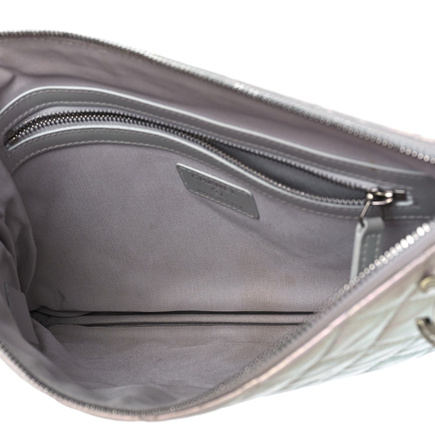 Chanel Iridescent Lambskin Quilted Medium Cosmetic Case Ivory 5 of 9