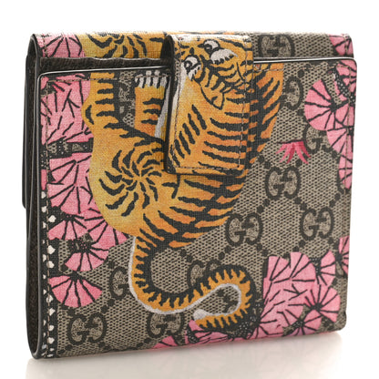 Gucci GG Supreme Monogram Bengal French Flap Wallet Beige Pink 3 of 9