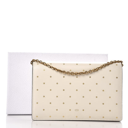 Christian Dior Calfskin Embossed Stars Wallet on Chain White Gold 8 of 8