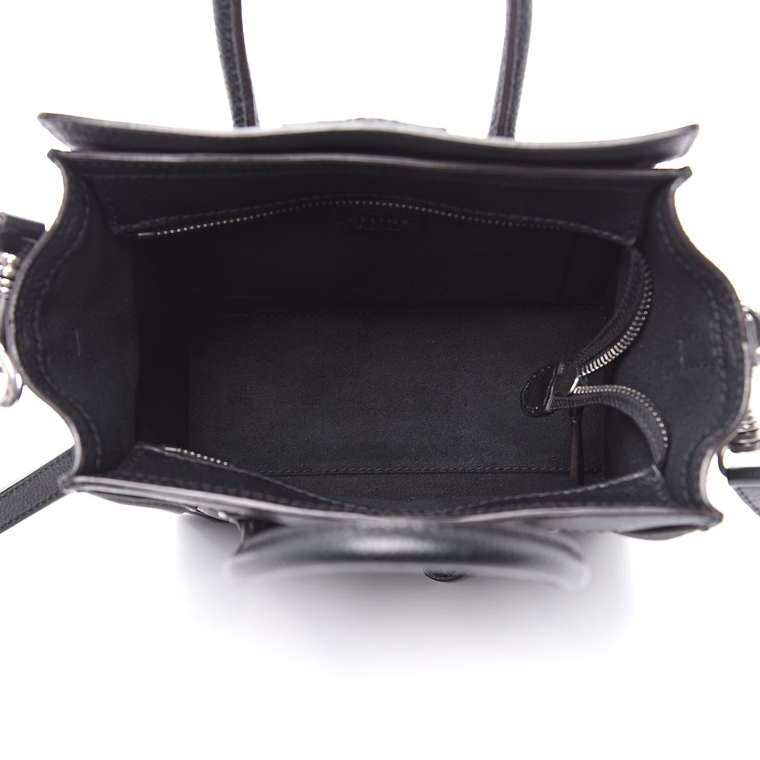 Celine Drummed Calfskin Nano Luggage Black 5 of 10