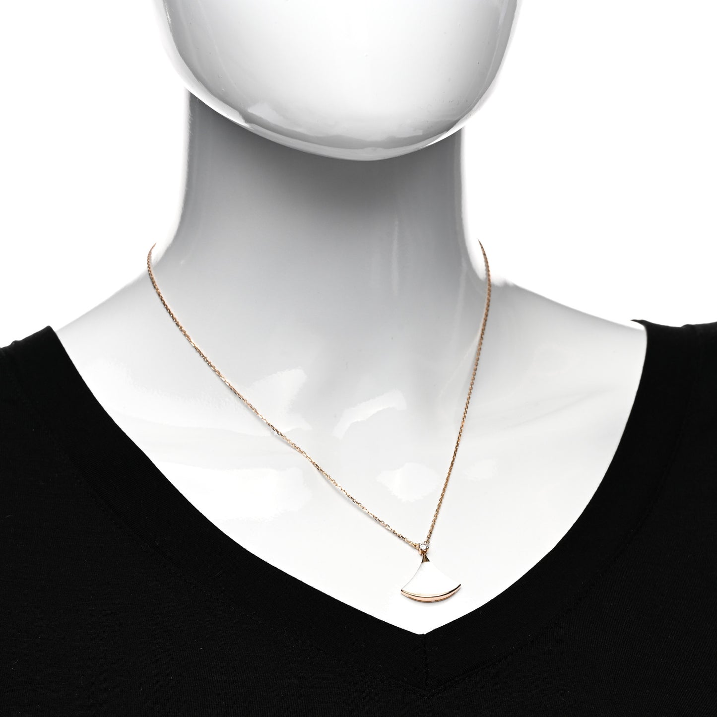 18K Rose Gold Diamond Mother of Pearl Divas' Dream Pendant Necklace