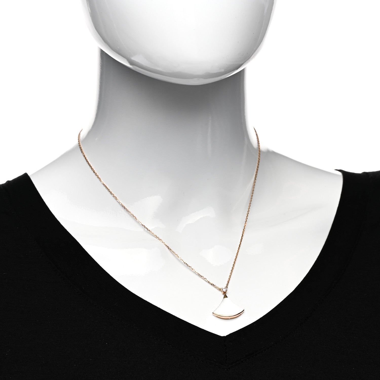 Bulgari 18K Rose Gold Diamond Mother of Pearl Divas' Dream Pendant Necklace 2 of 6