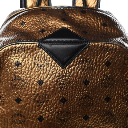 MCM Metallic Visetos Medium Duke Backpack Gold 9 of 16