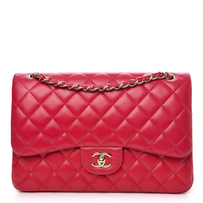 Chanel Lambskin Quilted Jumbo Double Flap Dark Pink 1 of 11