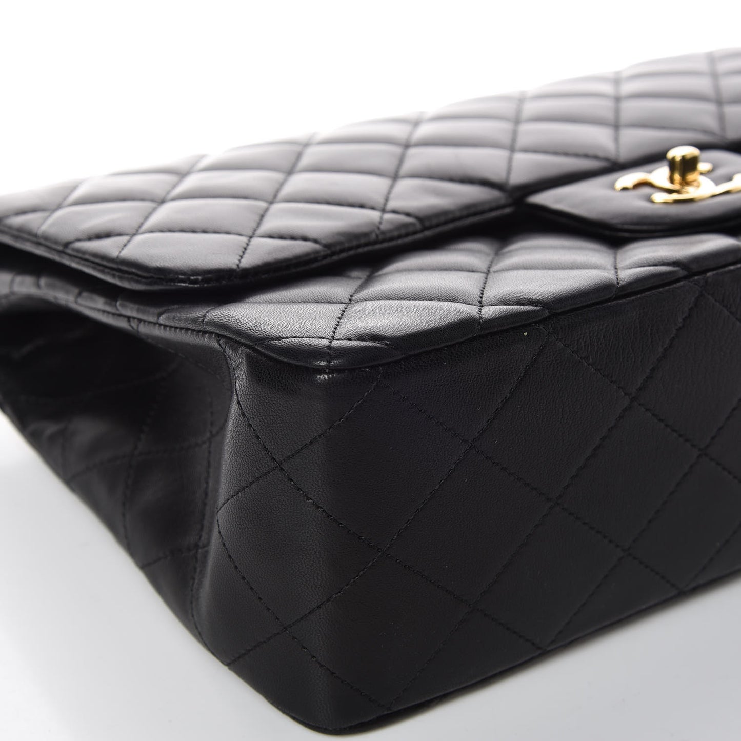 Lambskin Quilted Jumbo Single Flap Black