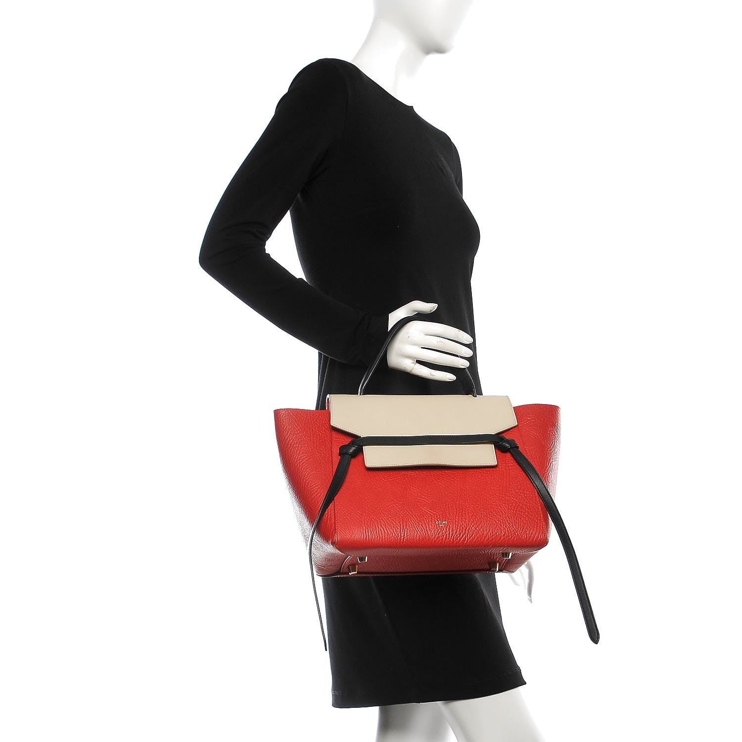 Celine Elephant Calfskin Mini Tri-Color Belt Bag Vermillion 2 of 19