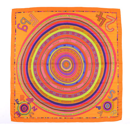 Hermes Cashmere Silk Tohu Bohu Shawl 140 Orange Orange Vif Multicolor 1 of 4
