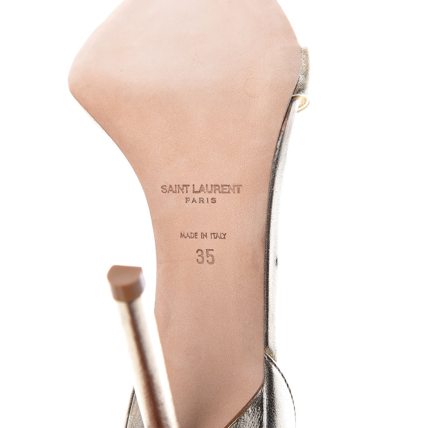 Metallic Lambskin Amber Ankle Strap Sandals 35 Gold