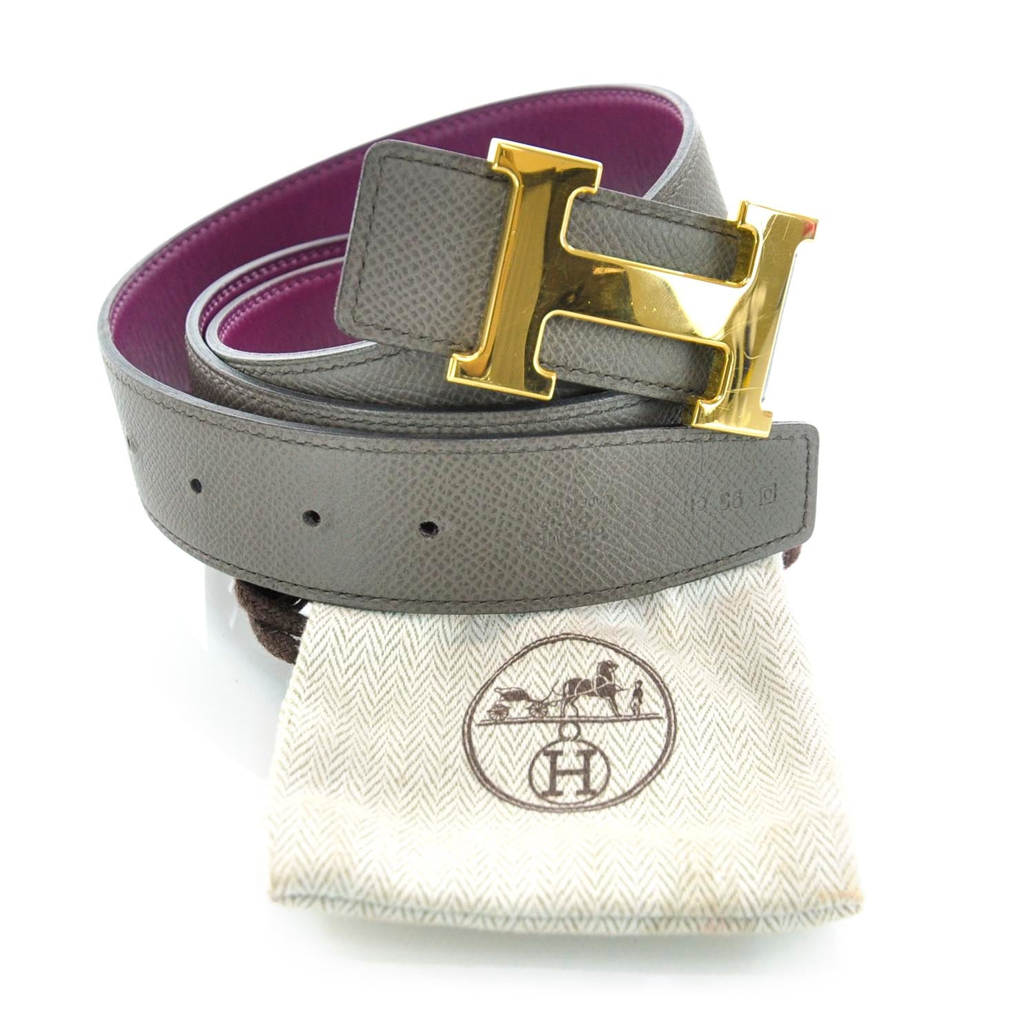 Hermes Epsom Swift Reversible H Belt 95 Etain Tosca 6 of 6
