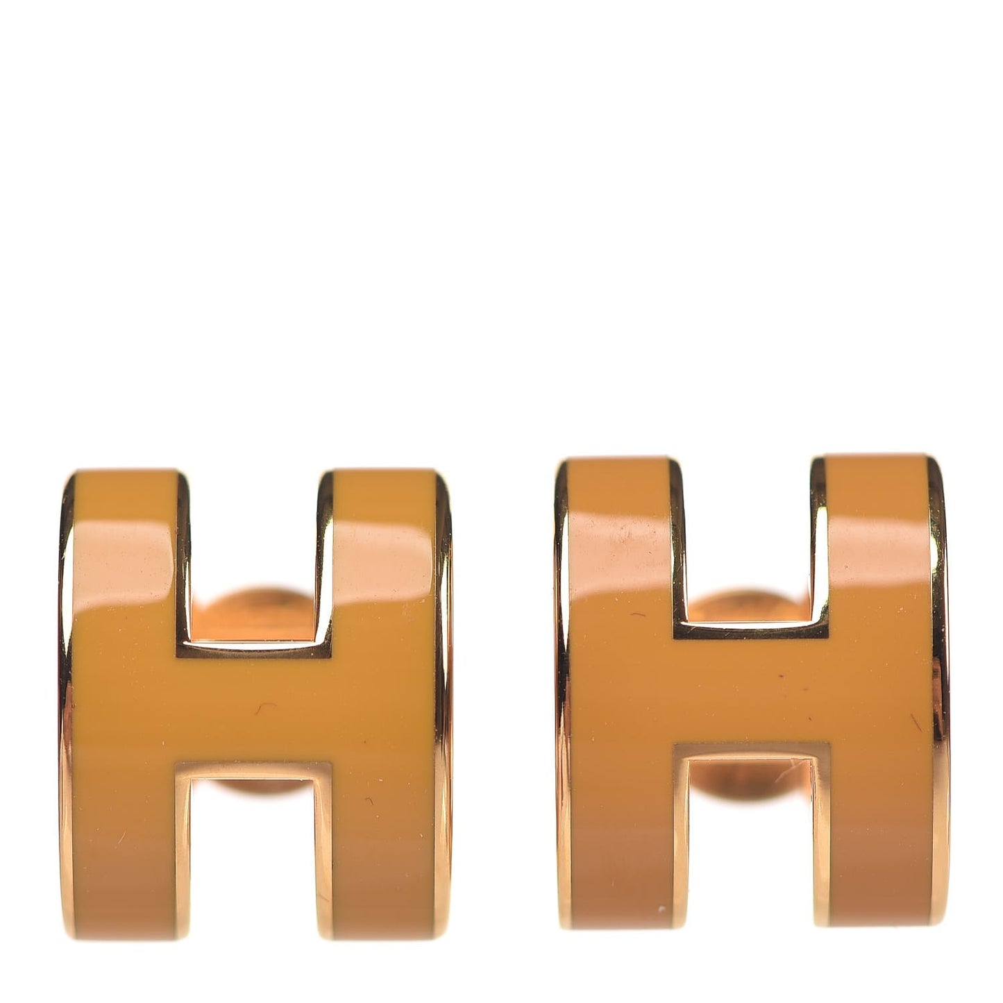 Gold Lacquered Pop H Earrings Jaune Madras
