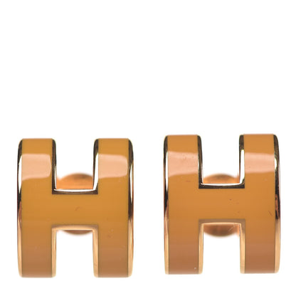 Hermes Gold Lacquered Pop H Earrings Jaune Madras 1 of 6