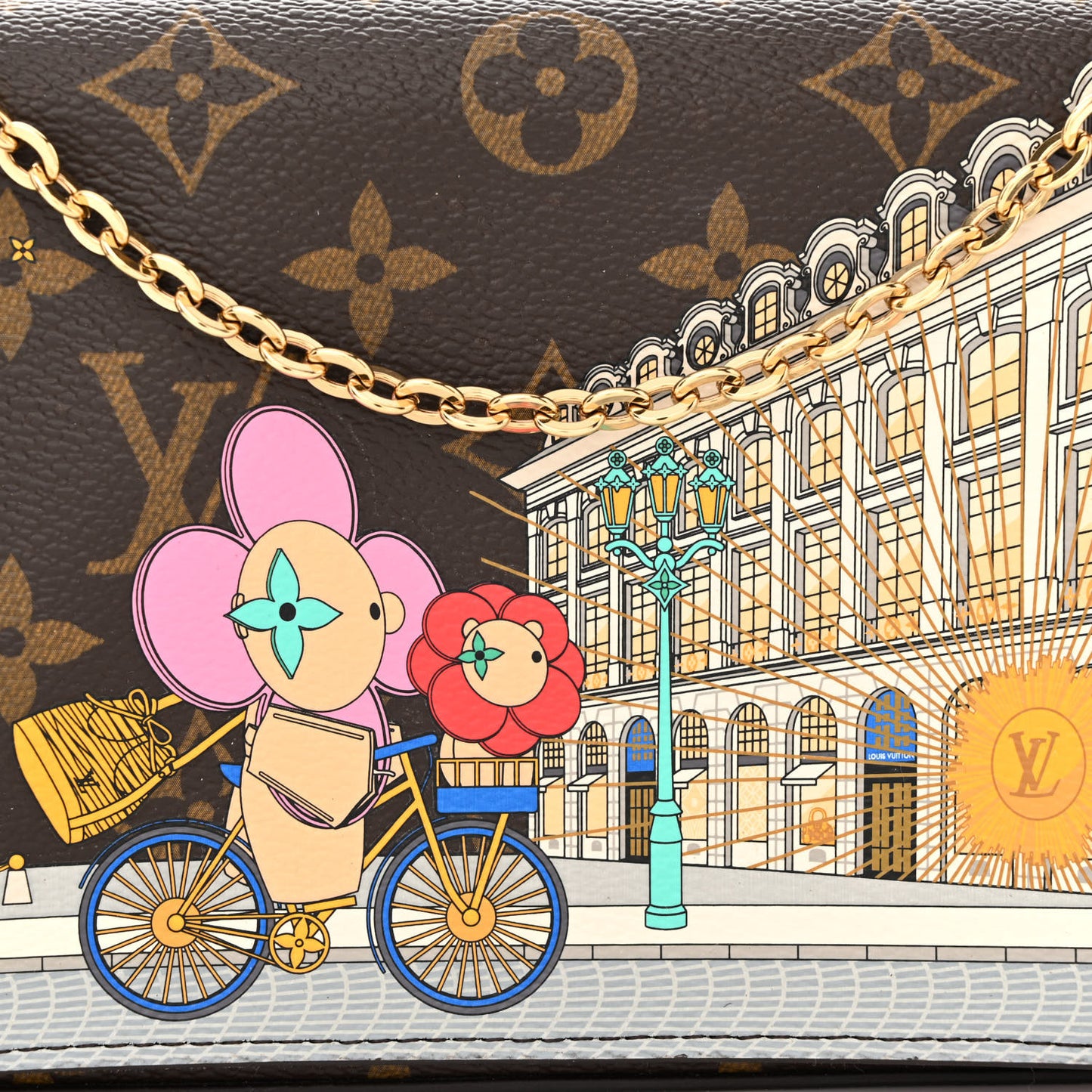 Monogram 2022 Christmas Animation Paris Pochette Felicie Chain Wallet Pink