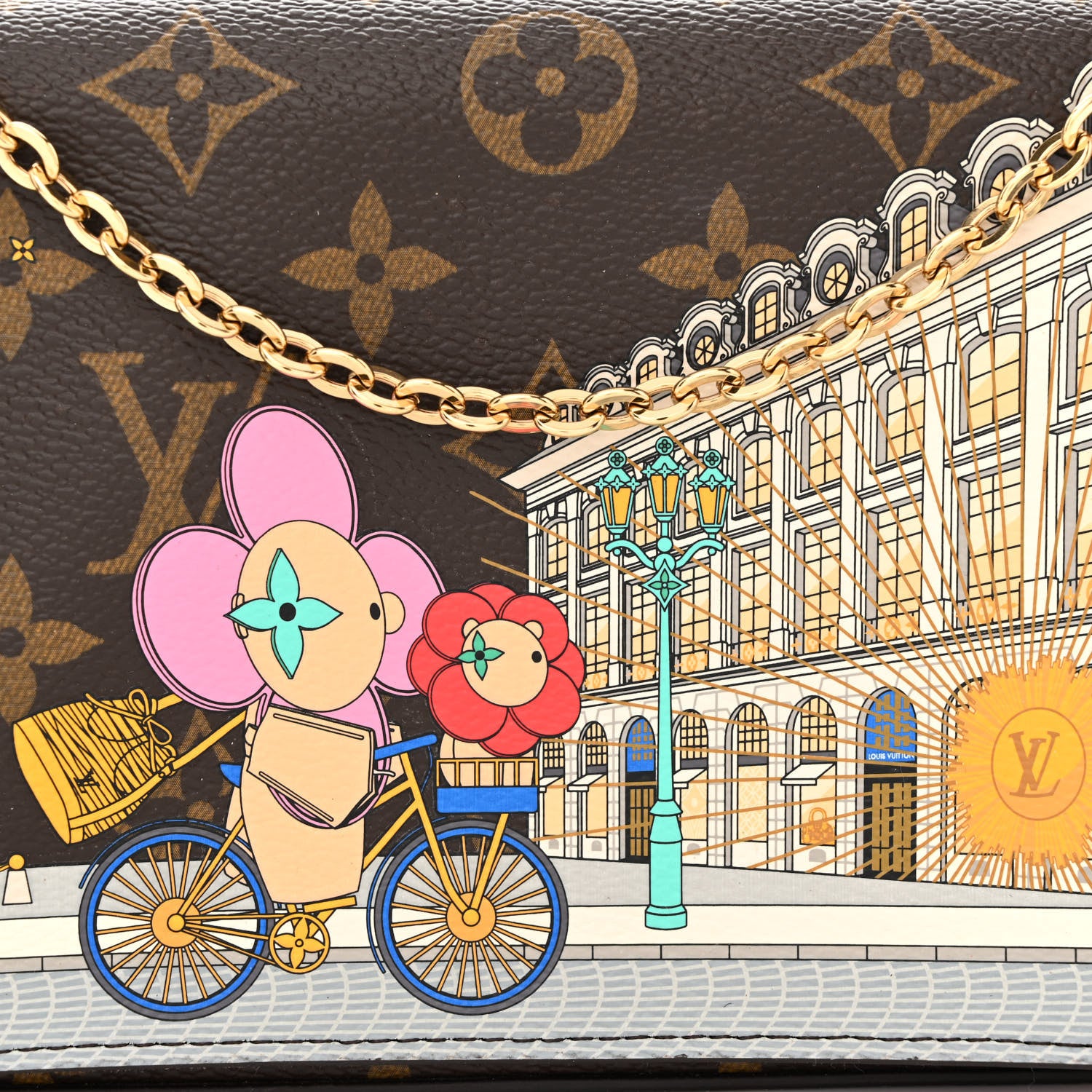 Louis Vuitton Monogram 2022 Christmas Animation Paris Pochette Felicie Chain Wallet Pink 10 of 13