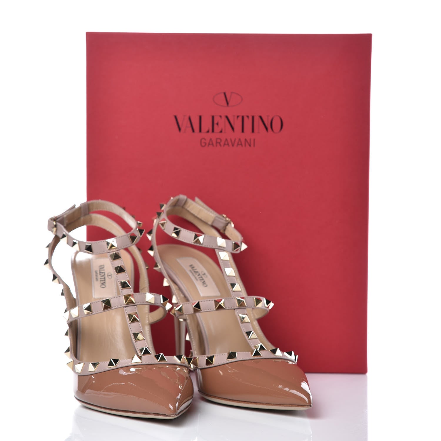 Valentino Garavani Patent Rockstud Ankle Strap 100mm Pumps 41 Brownish Poudre 10 of 10