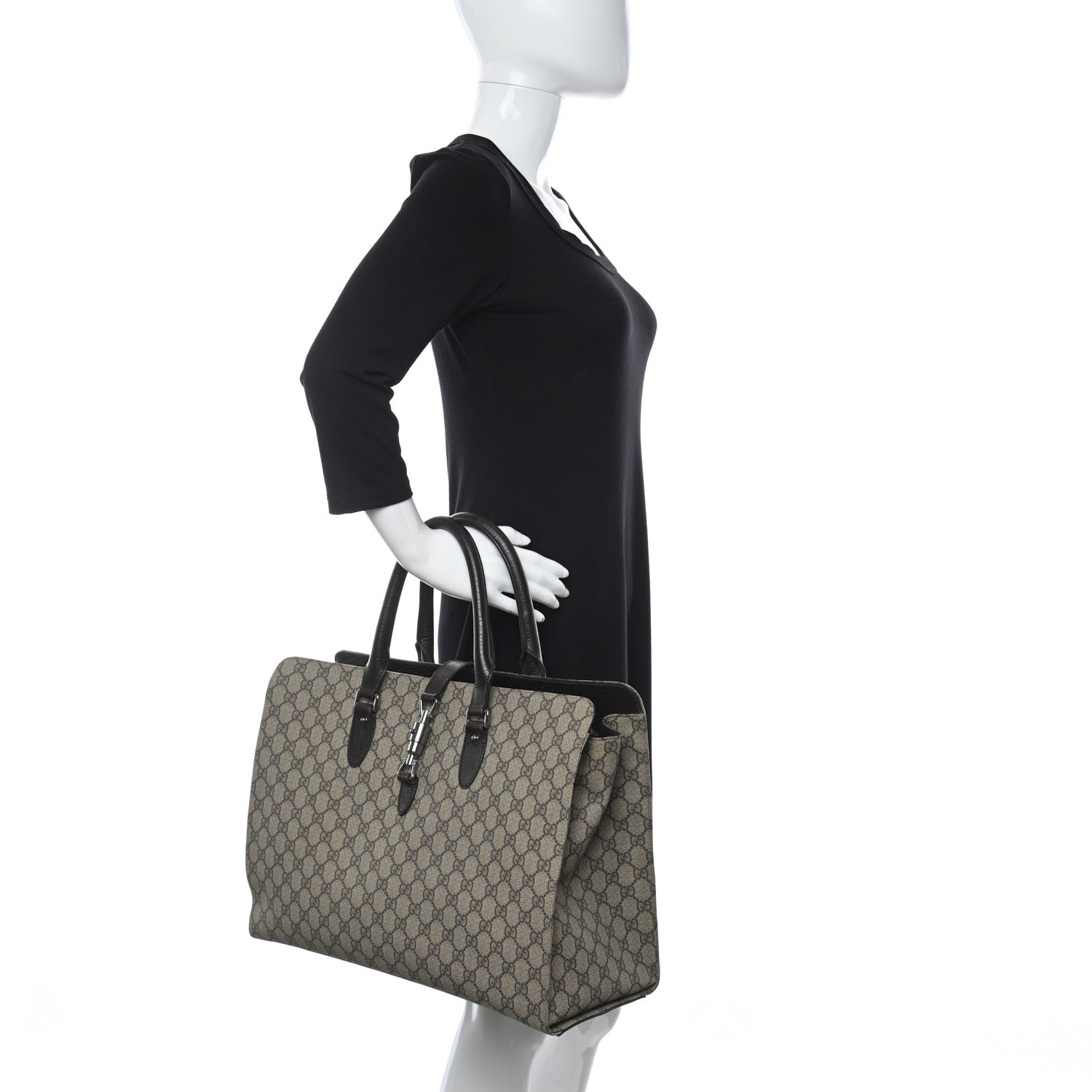 Gucci GG Plus Monogram Piston Lock Tote Dark Brown 2 of 14