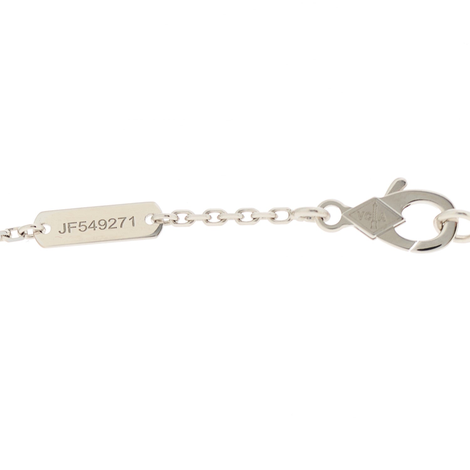 Van Cleef & Arpels 18K White Rose Gold Diamond Guilloche Vintage Alhambra Pendant Necklace 4 of 6