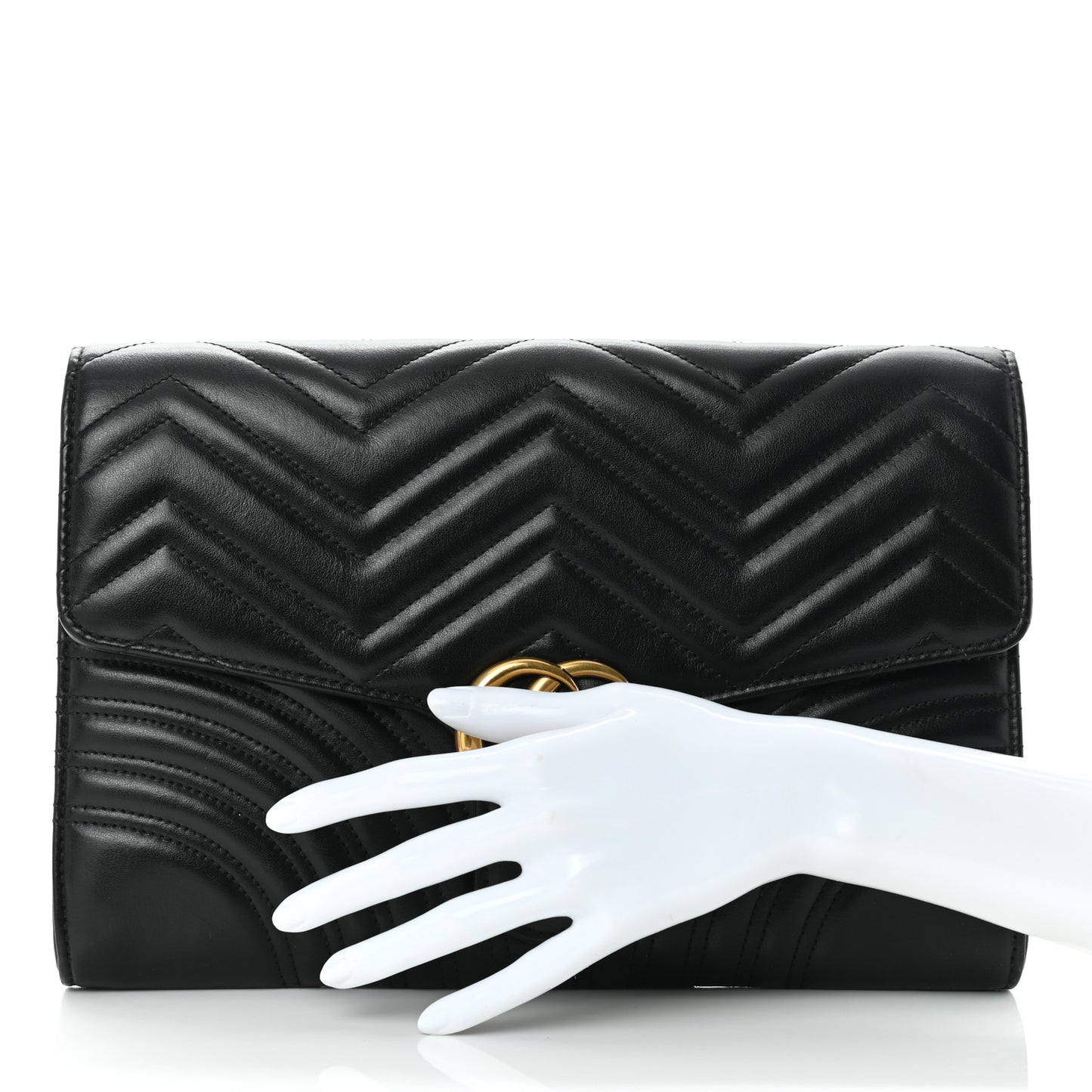 Calfskin Matelasse GG Marmont Clutch Black