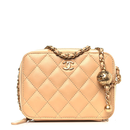 Chanel Lambskin Quilted CC Pearl Crush Camera Case Beige 1 of 10