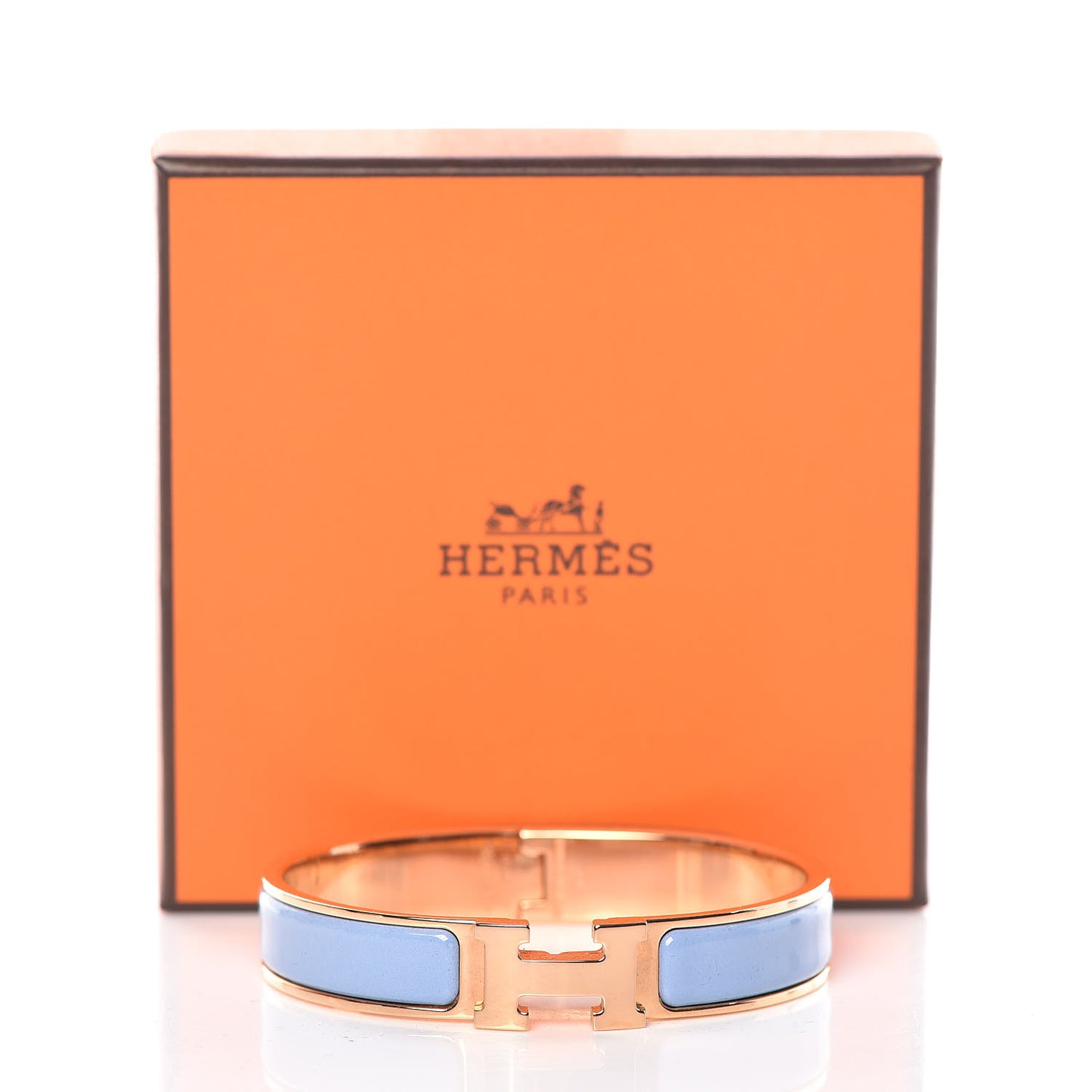 Enamel Narrow Clic Clac H Bracelet GM Bleu Lupin