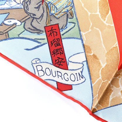 Hermes Silk Les Artisans D'Hermes Scarf 90 Rouge Bleu Vert 6 of 6