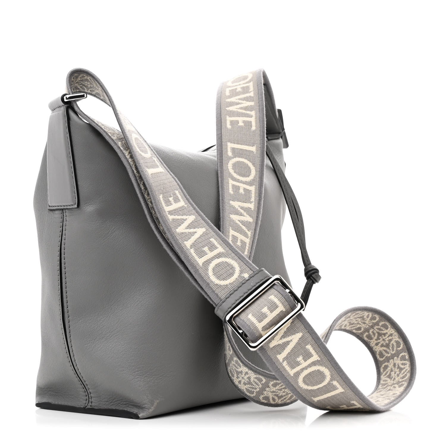 Loewe Supple Smooth Calfskin Jacquard Small Cubi Crossbody Bag Asphalt Grey 3 of 10