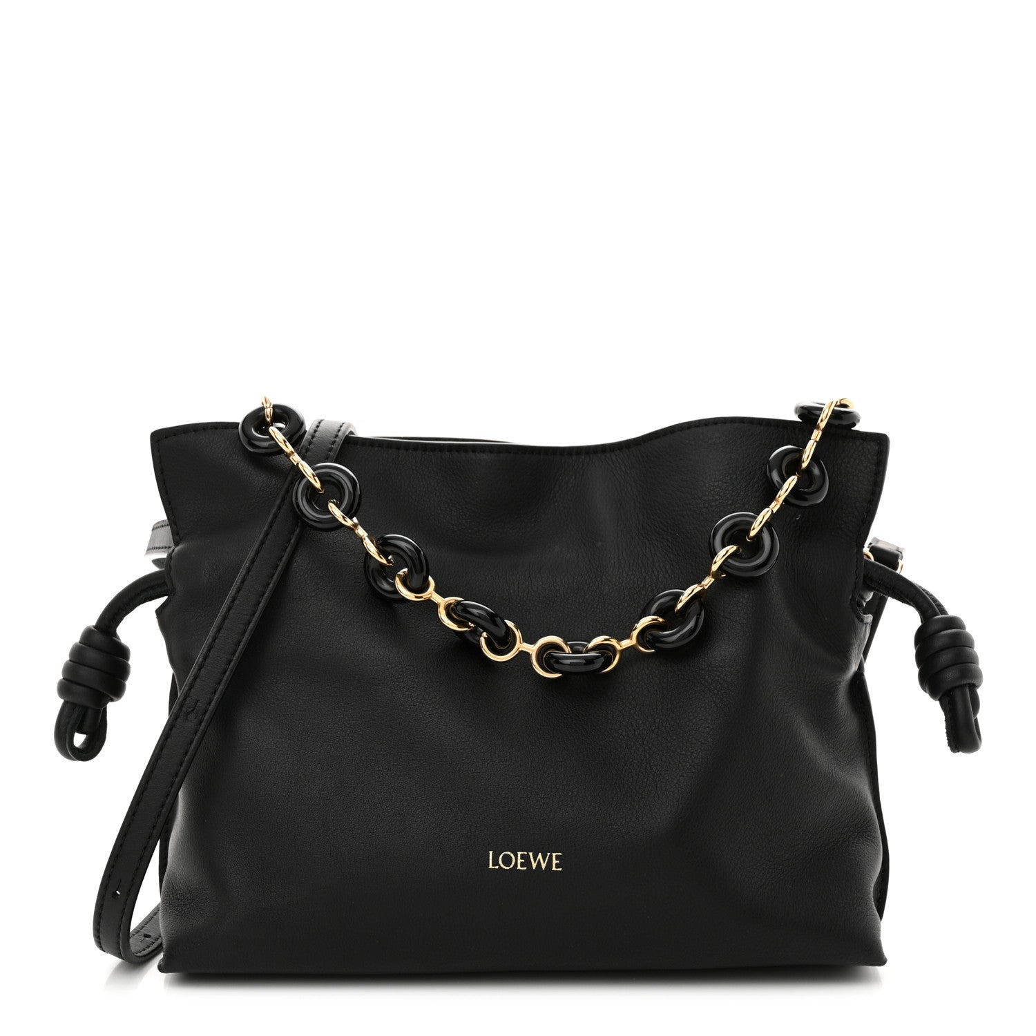 Loewe Nappa Calfskin Mini Flamenco Knot Clutch With Chain Black 1 of 12