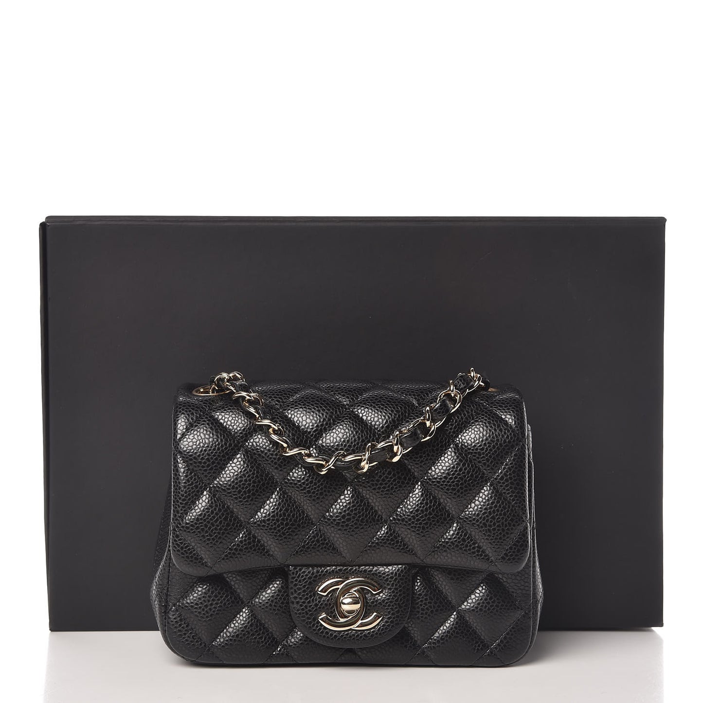 Caviar Quilted Mini Square Flap Black