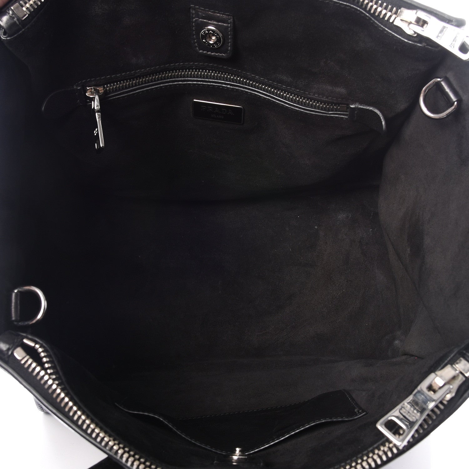Prada Glace Calf Twin Pocket Tote Black 4 of 12