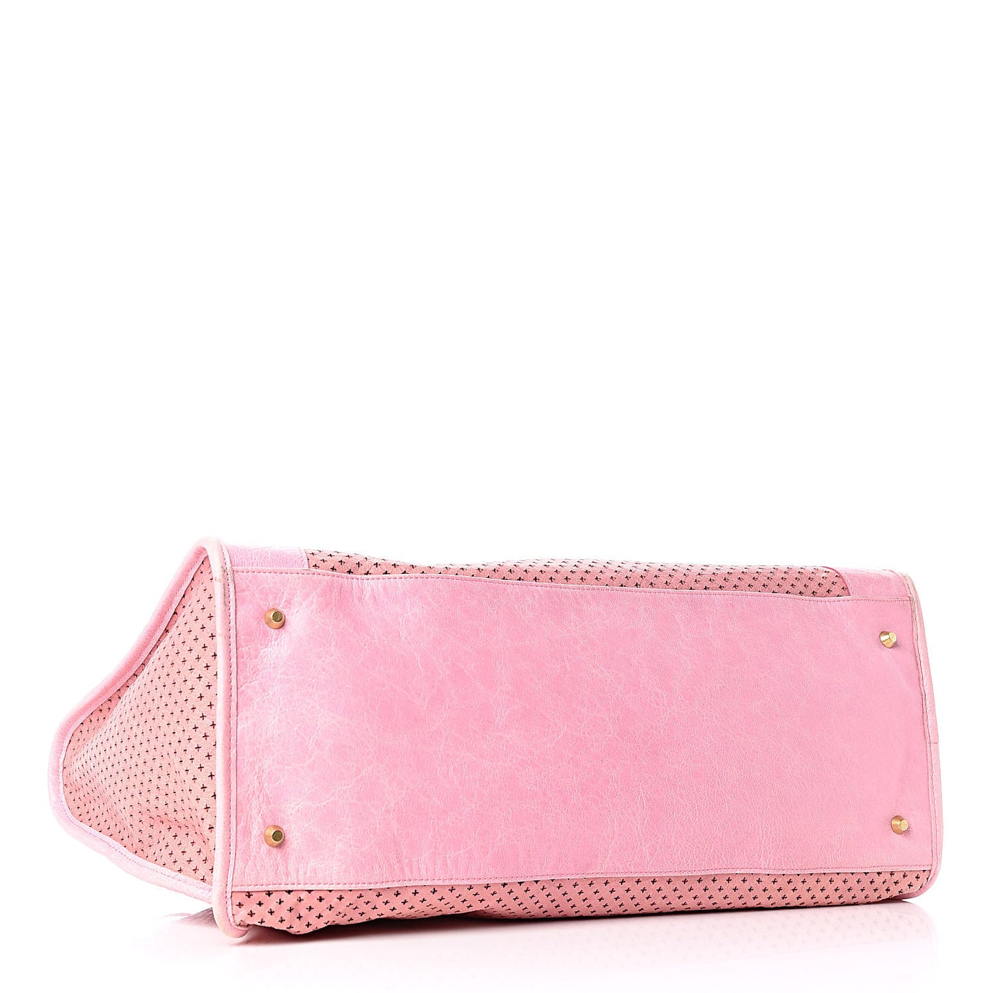 Agneau Cross Perforated Classic Gold Hardware Work Rose