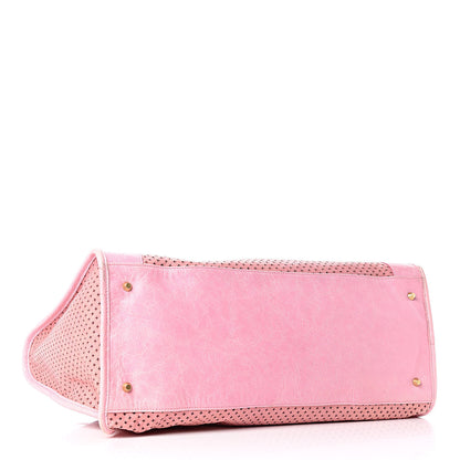 Balenciaga Agneau Cross Perforated Classic Gold Hardware Work Rose 4 of 12