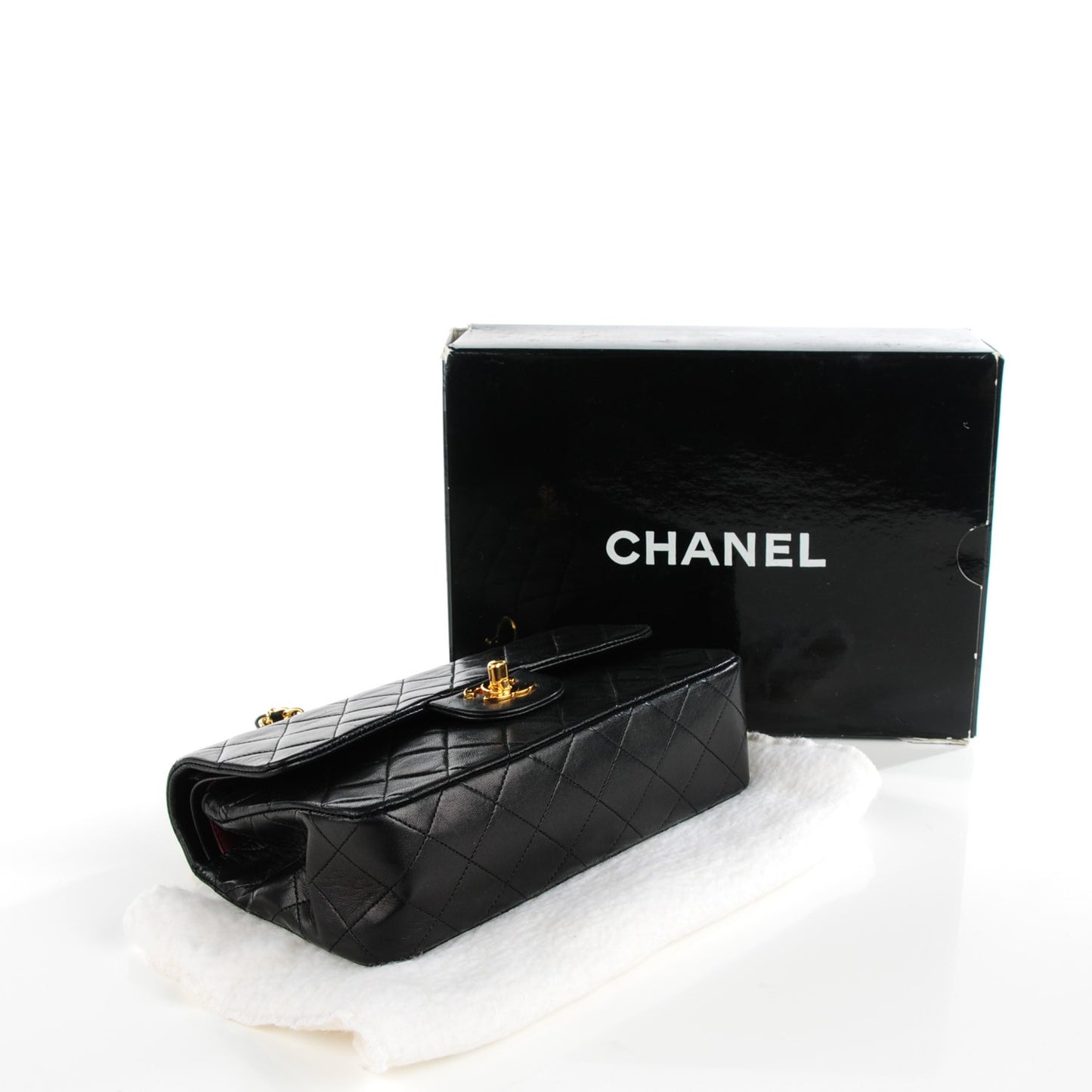 Lambskin Quilted Small Double Flap Black
