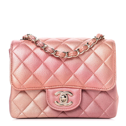 Chanel Metallic Lambskin Quilted Ombre Mini Square Flap Pink 1 of 10