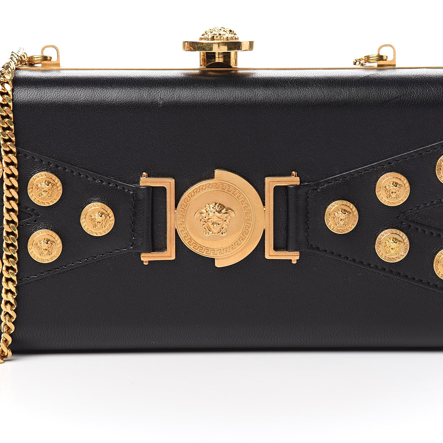 Versace Nappa Medallion Tribute Evening Clutch Chain Black 9 of 9