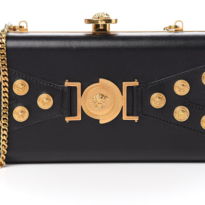 Versace Nappa Medallion Tribute Evening Clutch Chain Black 9 of 9