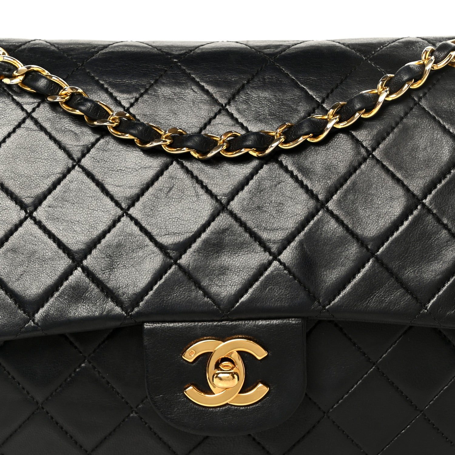 Chanel Lambskin Quilted Medium Double Flap Black 10 of 12
