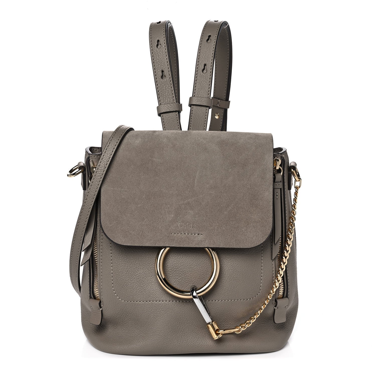 Chloe Suede Calfskin Small Faye Backpack Motty Grey 1 of 9
