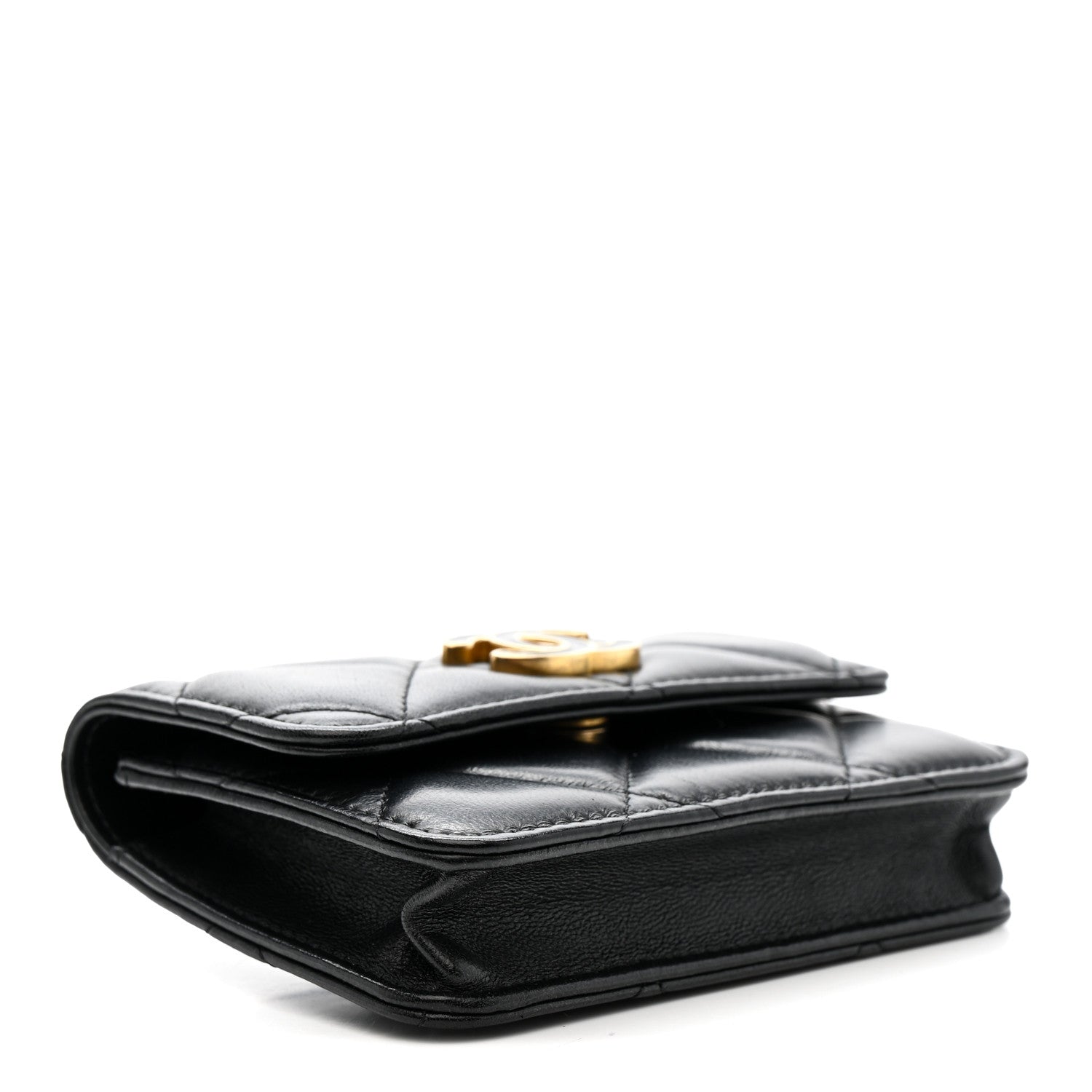 Chanel Lambskin Enamel Quilted Pending CC Flap Belt Bag Black 4 of 11