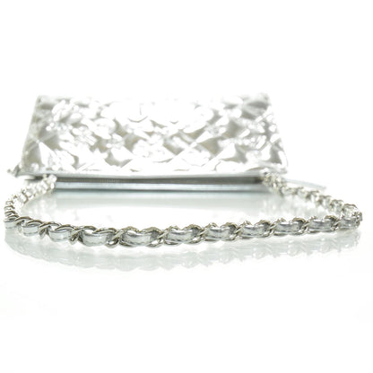 Chanel Metallic Patent Calfskin Lucky Symbols Pochette Silver 5 of 8