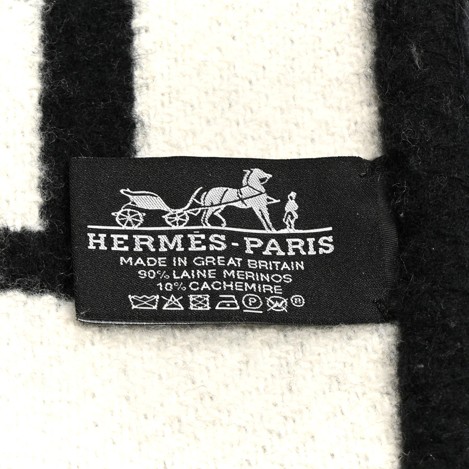 Hermes Wool Cashmere Avalon III Blanket Ecru Black 3 of 3