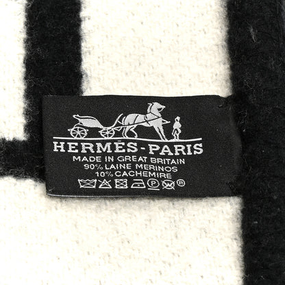 Hermes Wool Cashmere Avalon III Blanket Ecru Black 3 of 3