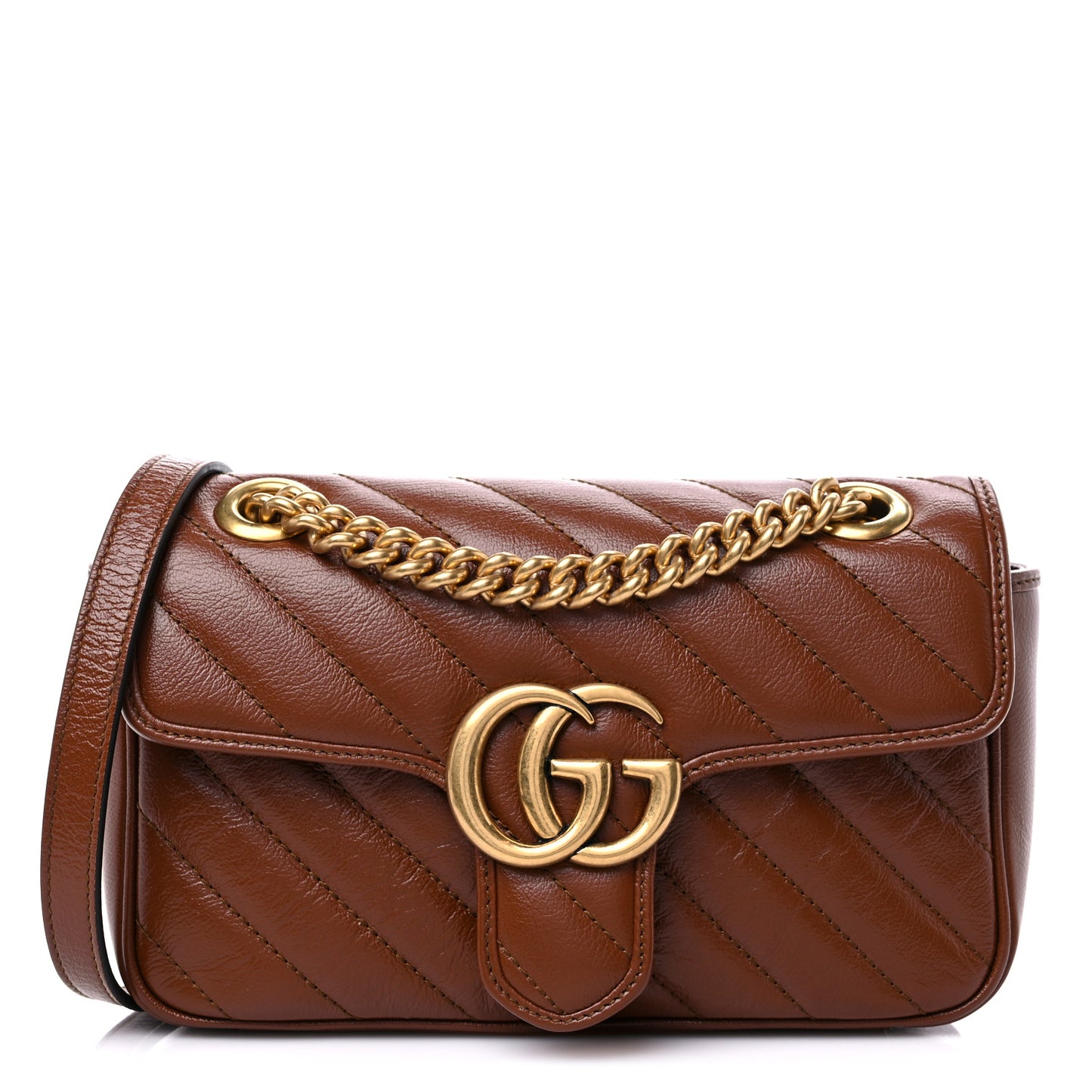 Azalea Calfskin Matelasse Diagonal Mini GG Marmont Shoulder Bag Cuir